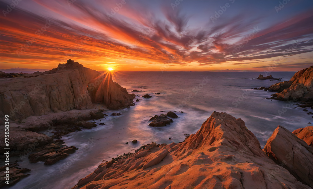 A professional sunset photograph of Subject Location incredible colors of the perfect sunset