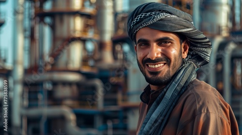 Arab man oil refinery gasoline diesel