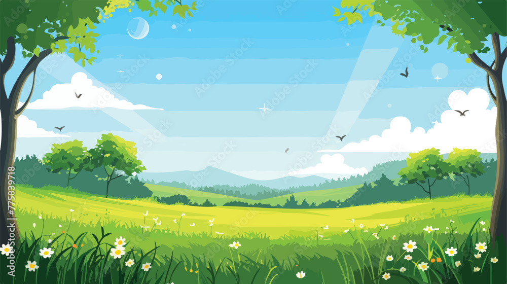 Vector background illustration of a empty green lands