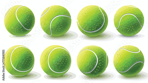 Vector green tennis ball collection Isolated on white © Aliha