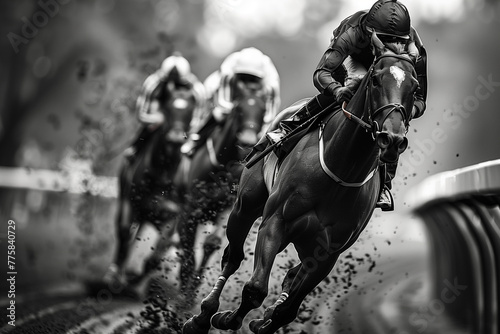 On the edge: Galloping racehorses and their determined jockeys push the limits of speed and endurance, their quest for glory driving them forward with unrelenting intensity-4 © shumail