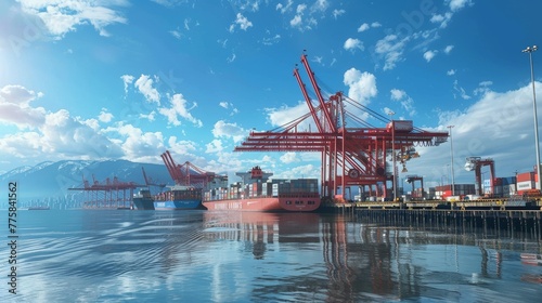 huge cargo port ships loading
