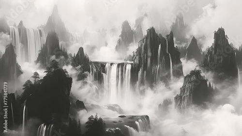 壮大な滝と自然風景,Generative AI 