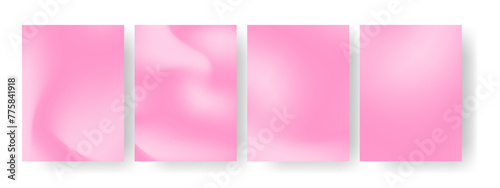 Soft pink gradient. Soft Classic Rose and French Fuchsia Pink Gradient Poster Set. Beautiful Pink motion backdrop. Monochromatic pink template texture. Vector Illustration.