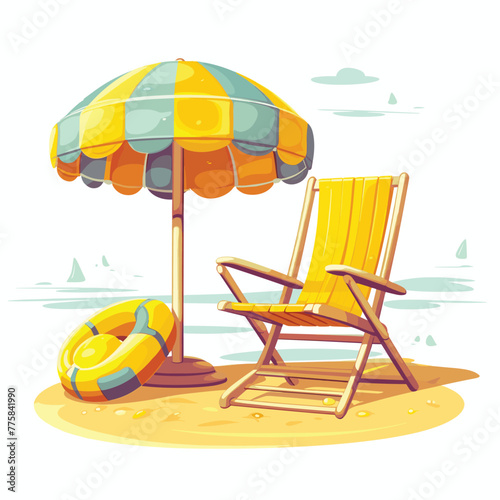 Vacation and travel concept. Beach umbrella  beach chair.