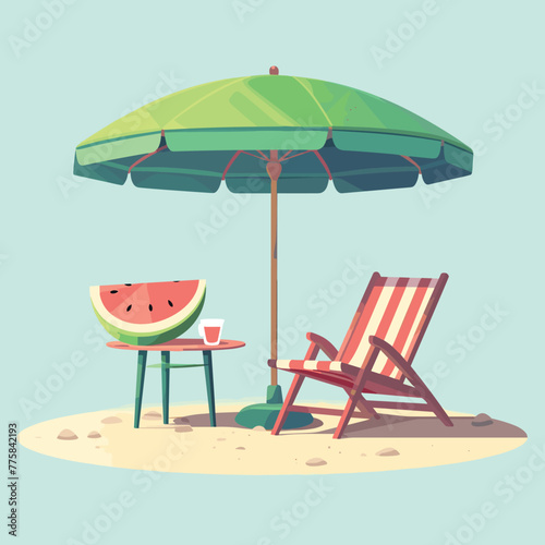 Vacation and travel concept. Beach umbrella  beach chair.