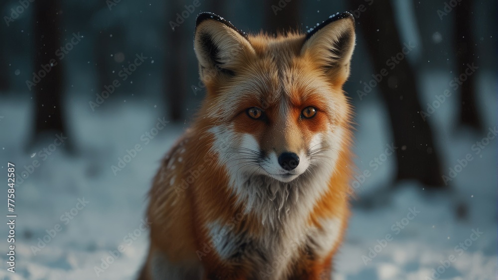 Winter's Grace Red Fox Amidst Snowy Landscape