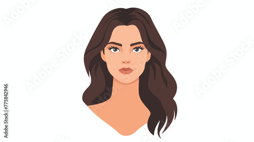 Woman face icon. Flat vector isolated on white background