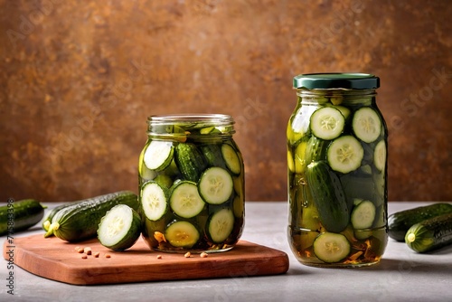 Product packaging mockup photo of Jar of pickled cucumbers, studio advertising photoshoot
