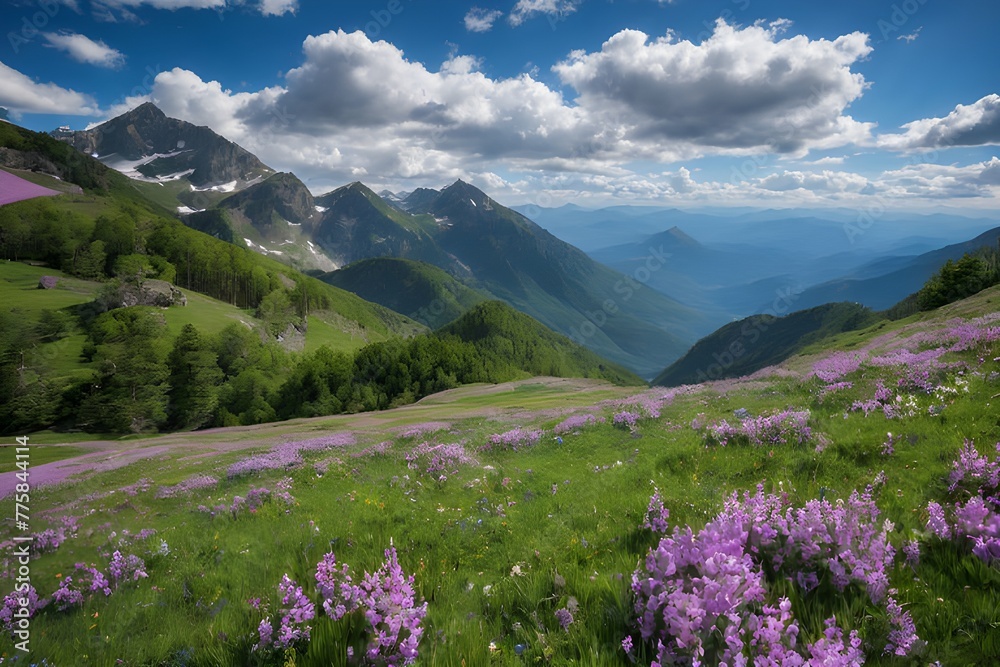 Fototapeta premium Spring, mountain, beautiful blue sky