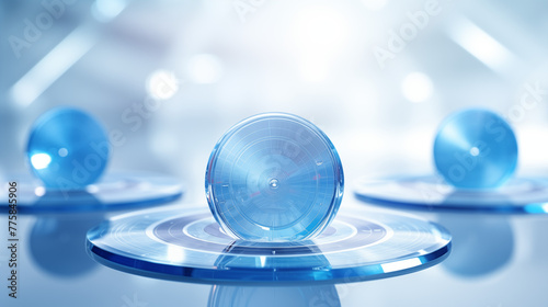 Futuristic Blue Spheres on a Holographic Interface Background