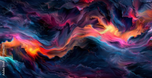 Abstract colorful fluid shapes on a dark background