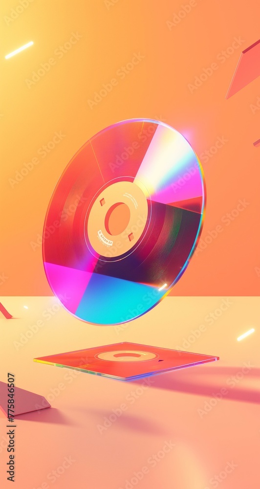 Modern Compact Disc Advertisement with Vibrant Colors Modern Compact Disc Advertisement with Vibrant Colors