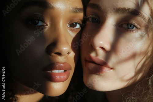 Diverse Women in Minimalist Style Close-Up Portrait