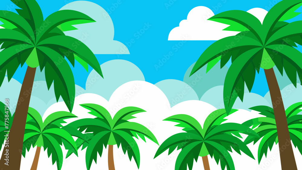 tropical island with palms