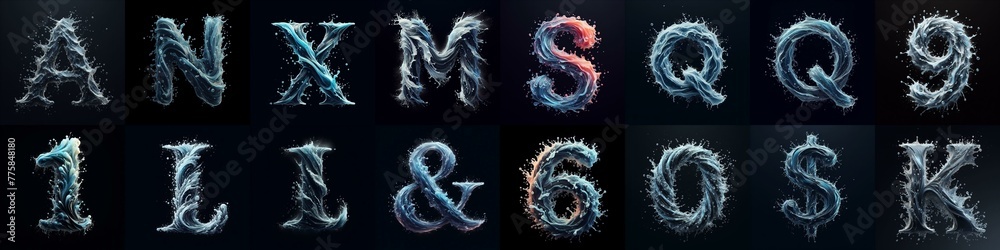 water splash lettering. AI generated illustration water splash lettering. AI generated illustration