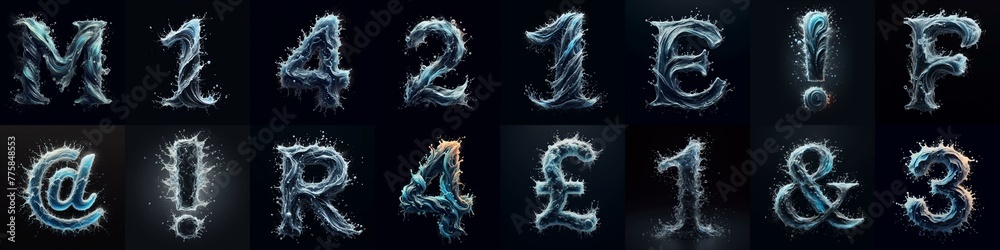 Naklejka premium water splash lettering. AI generated illustration