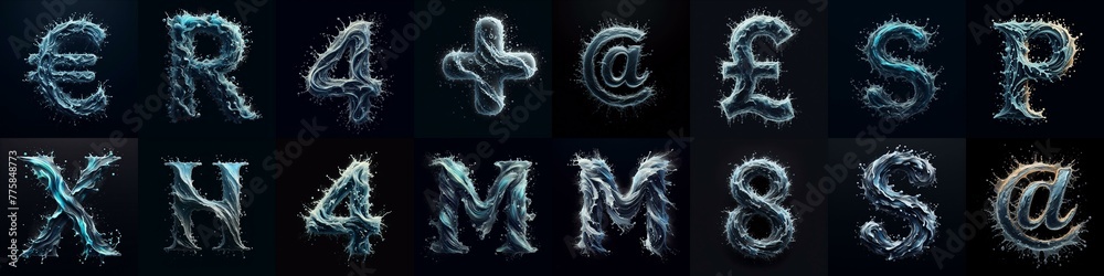Naklejka premium water splash lettering. AI generated illustration