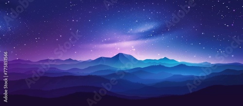 A serene night sky with stars and mountains