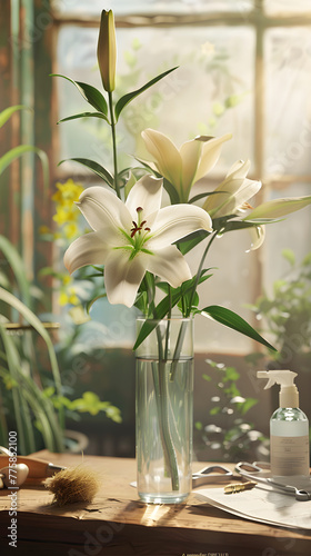 Dedicated Care and Tending of a Blooming Lily - Floral Care at its Best