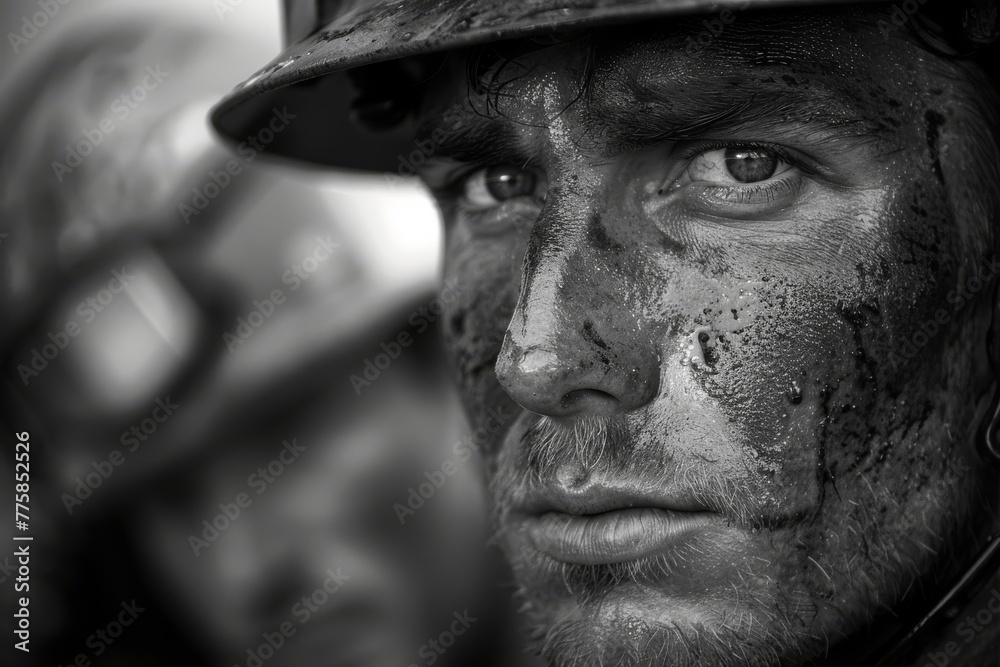 The intense and focused faces of oil and gas industry workers as they operate drilling equipment, captured in a close-up that combines editorial and documentary styles The intense and focused faces of oil and gas industry workers as they operate drilling equipment, captured in a close-up that combines editorial and documentary styles