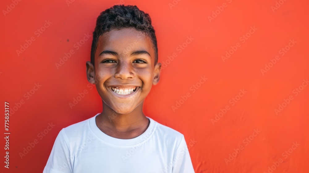 Portrait of happy teen boy in blue t-shirt in studio. Photo of adorable young smiling boy looking at camera on gray background.. Beautiful simple AI generated image in 4K, unique. Portrait of happy teen boy in blue t-shirt in studio. Photo of adorable young smiling boy looking at camera on gray background.. Beautiful simple AI generated image in 4K, unique.