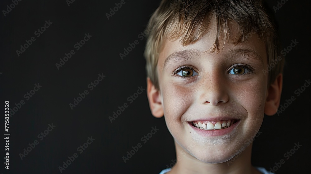 Portriat of young cheerful black boy. Beautiful simple AI generated image in 4K, unique.