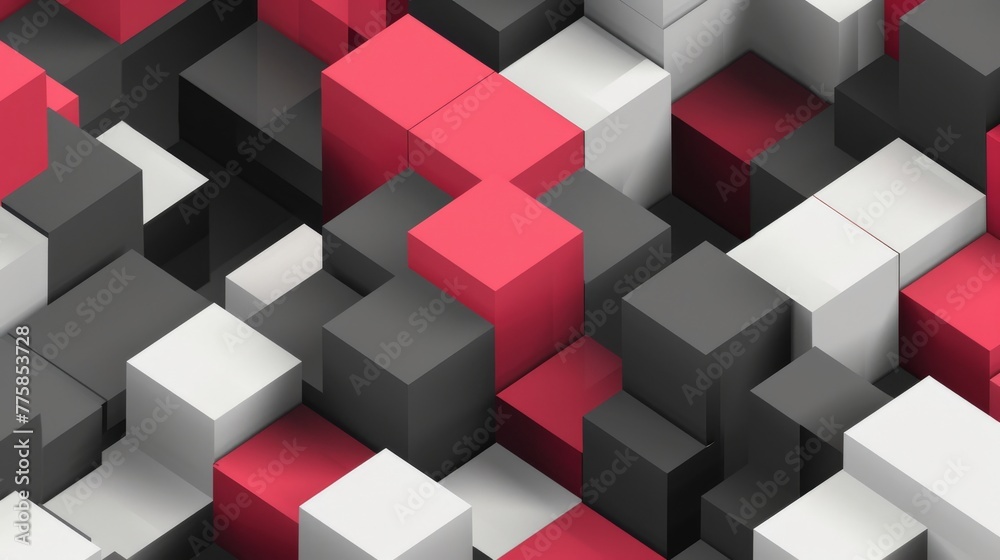 Obraz premium abstract 3d isometric red white gray cubes