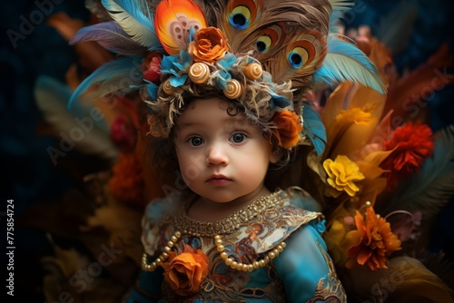 An Ornate Feathered Costume Full of Carnival Wonder and Joy