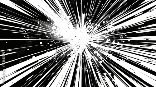 Abstract black and white cartoon pop art sun or star burst background in comics style