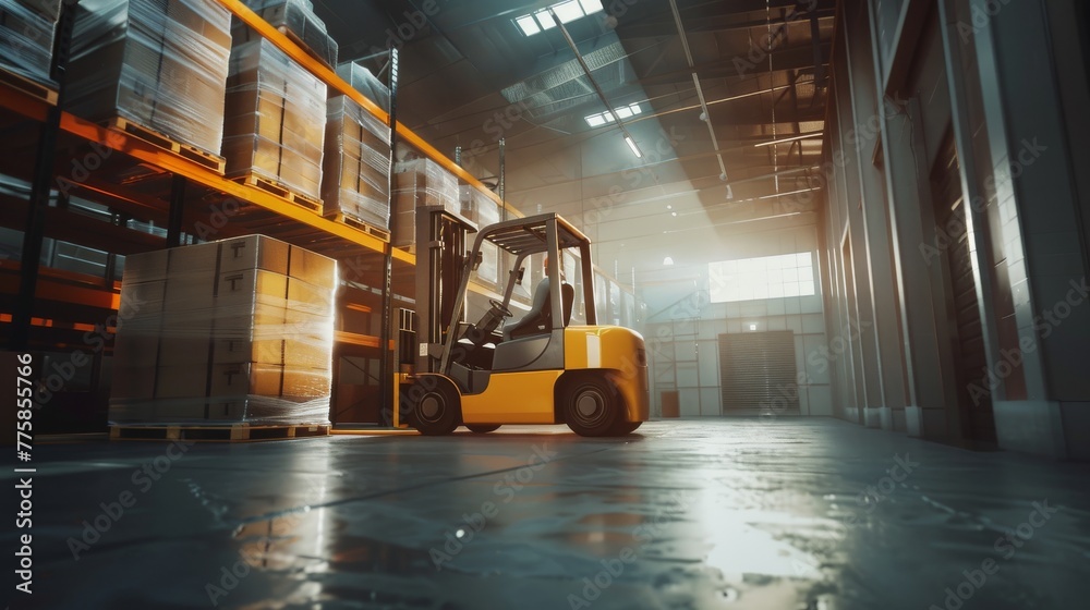 large industrial warehouse logistics forklift