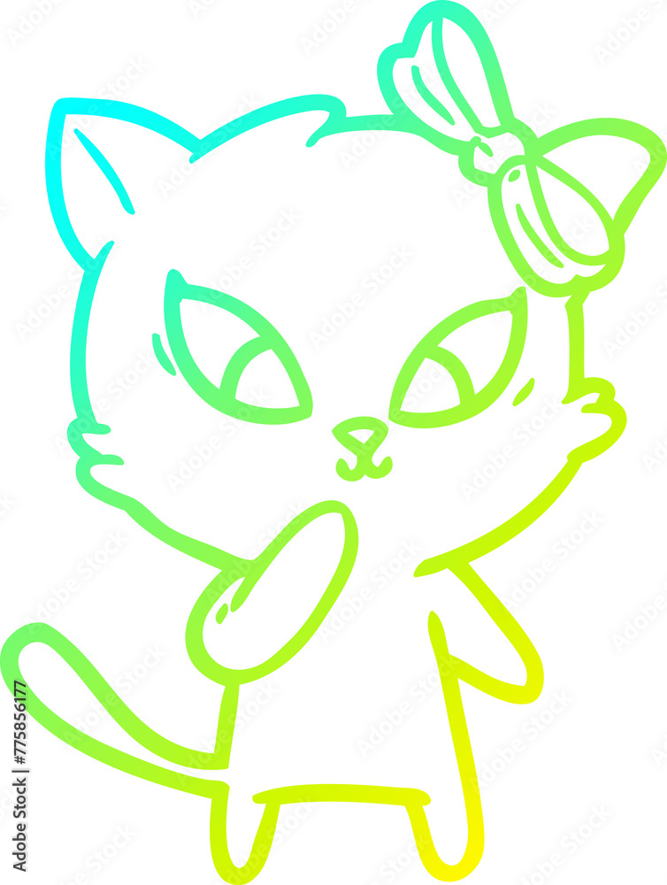 cold gradient line drawing of a cartoon cat cold gradient line drawing of a cartoon cat