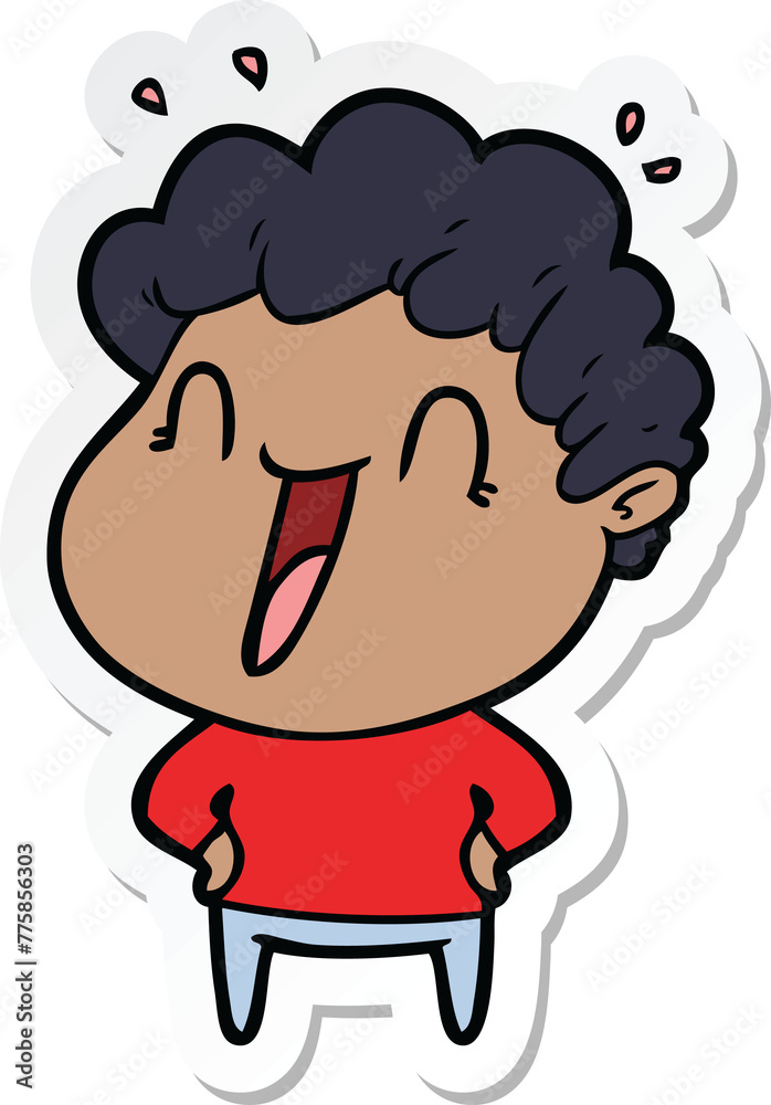 sticker of a cartoon happy man