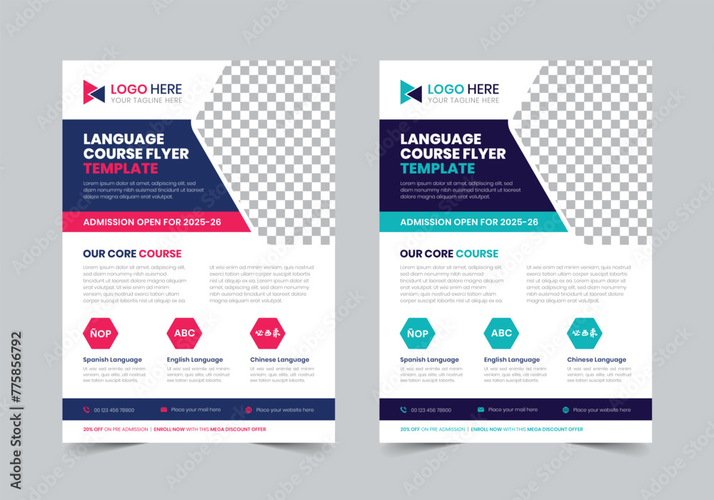 Language Course Flyer Template | A4 | Print Ready