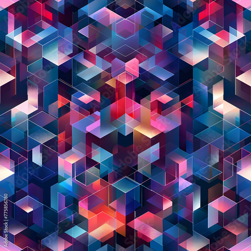 Abstract Geometric Lights - Vibrant Cubes with a 3D Kaleidoscopic Effect Background