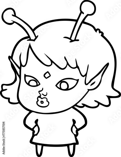 pretty cartoon alien girl