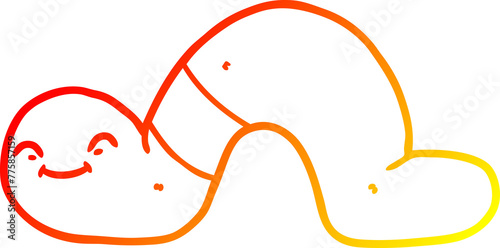 warm gradient line drawing of a cartoon worm photo