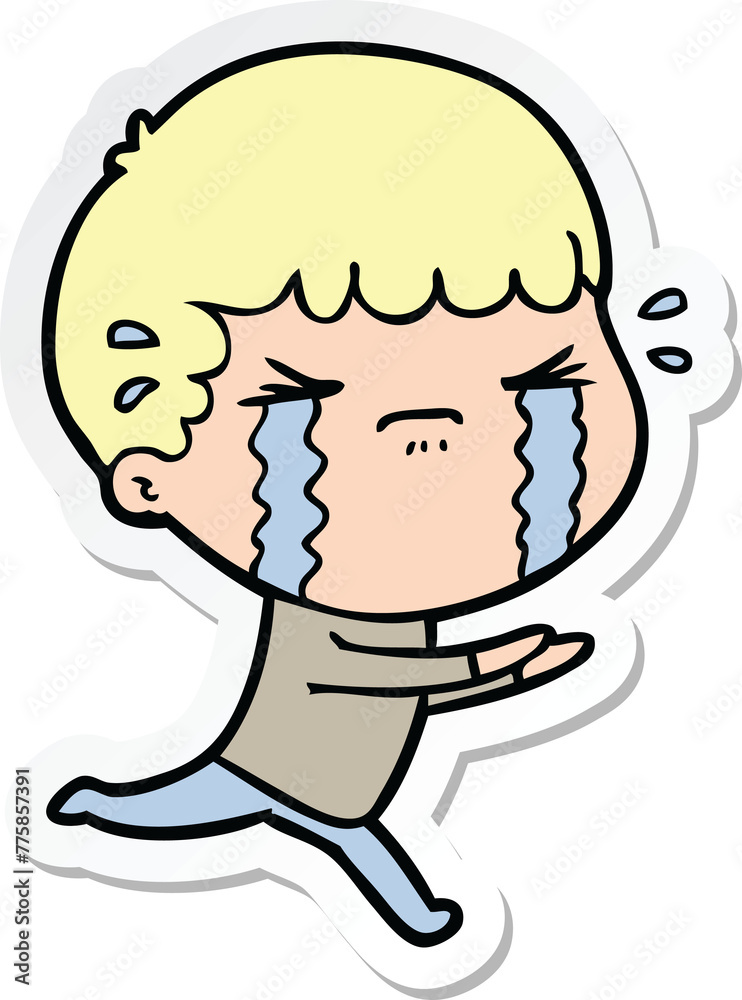 sticker of a cartoon man crying sticker of a cartoon man crying