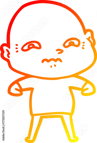 warm gradient line drawing of a cartoon nervous man