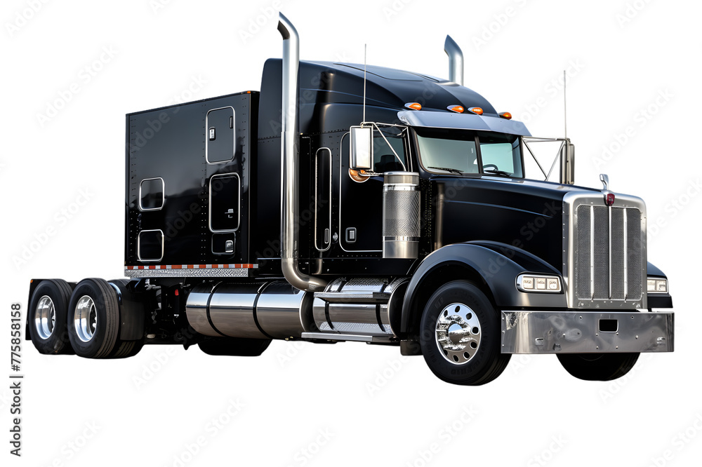 Black cargo truck isolated on transparent background Black cargo truck isolated on transparent background