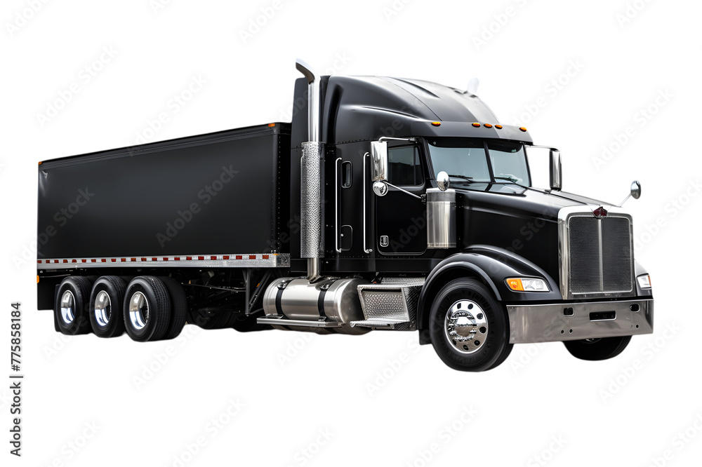 Black cargo truck isolated on transparent background Black cargo truck isolated on transparent background