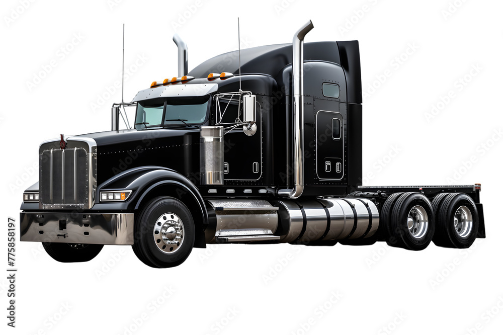 Black cargo truck isolated on transparent background Black cargo truck isolated on transparent background