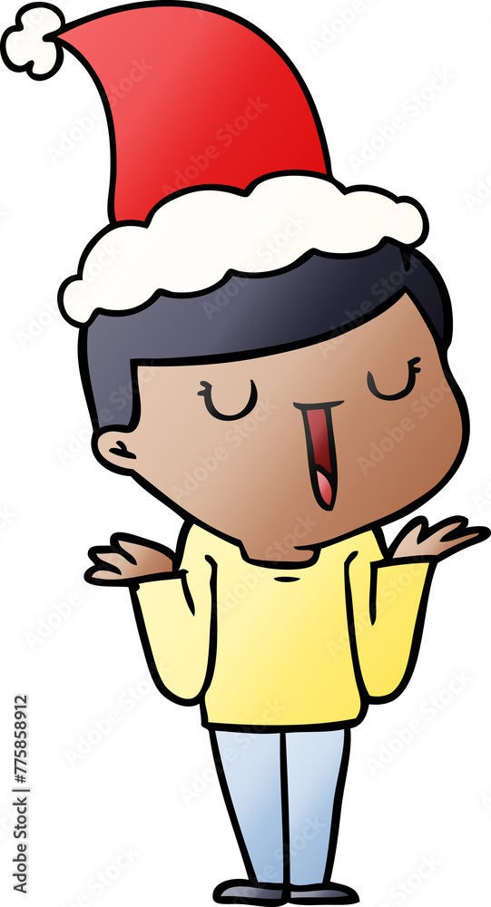 hand drawn gradient cartoon of a happy boy with no worries wearing santa hat hand drawn gradient cartoon of a happy boy with no worries wearing santa hat
