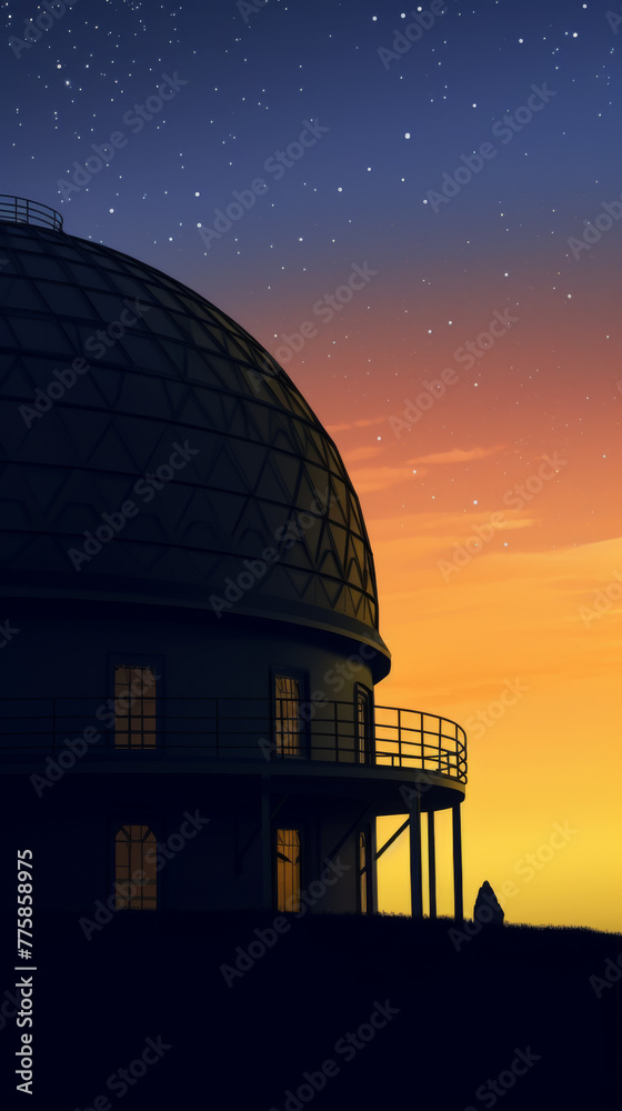 Obraz premium A large dome building with a person standing on the roof