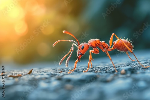 Industrious Ant background. Insect wildlife bug. Generate Ai © anatolir