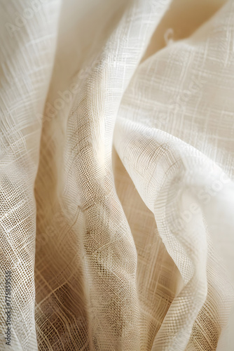 Elegant White Linen Fabric Texture in Soft Light - Delicate Drapery and Textile Background