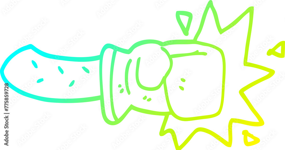 cold gradient line drawing of a cartoon boxing glove cold gradient line drawing of a cartoon boxing glove
