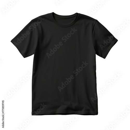 illustration of Black T-shirt mockup, Isolated on transparent PNG background, Generative ai