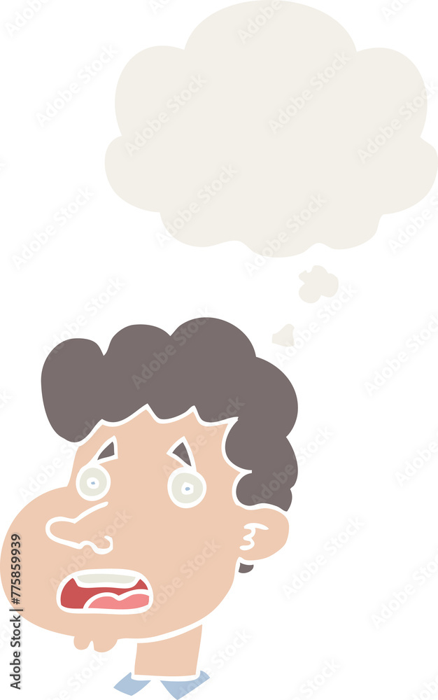 cartoon shocked man with thought bubble in retro style cartoon shocked man with thought bubble in retro style