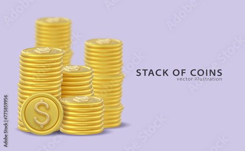 3D Token Coin Icons vector banner